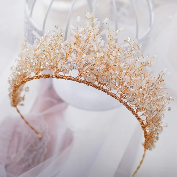 Luxe Doré Tiare 2019 Métal Cristal Perlage Accessoire Cheveux Mariage