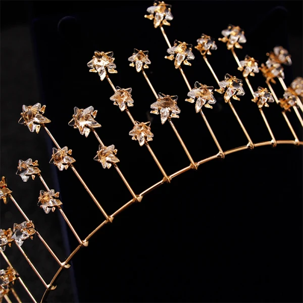 Chic / Beautiful Gold Tiara Earrings Bridal Jewelry 2019 Metal Star Crystal Bridal Hair Accessories