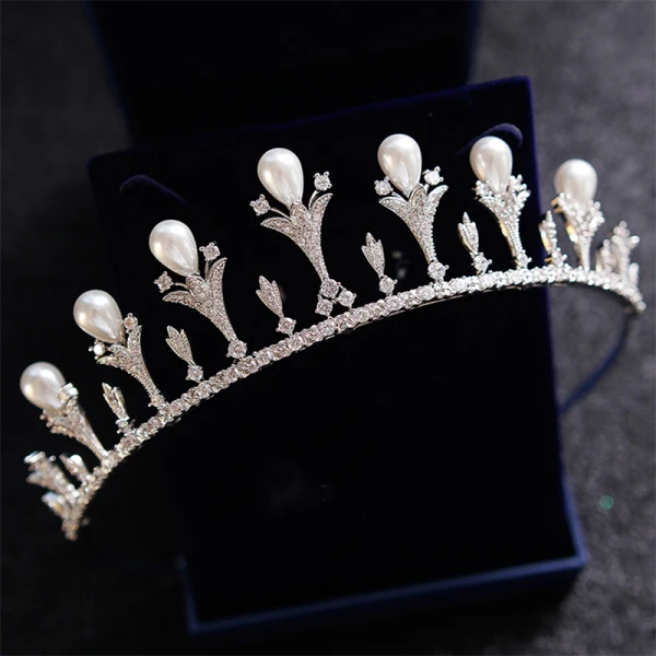 Luxury / Gorgeous Silver Tiara Necklace Earrings Bridal Jewelry 2019 Metal Pearl Rhinestone Bridal Hair Accessories