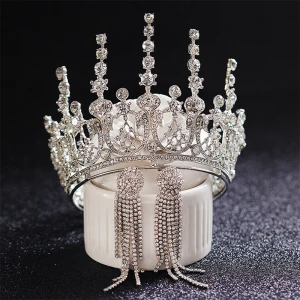 Lyx Silver Tiara Örhängen Tillbehör 2019 Metall Rhinestone Brud Huvudbonad