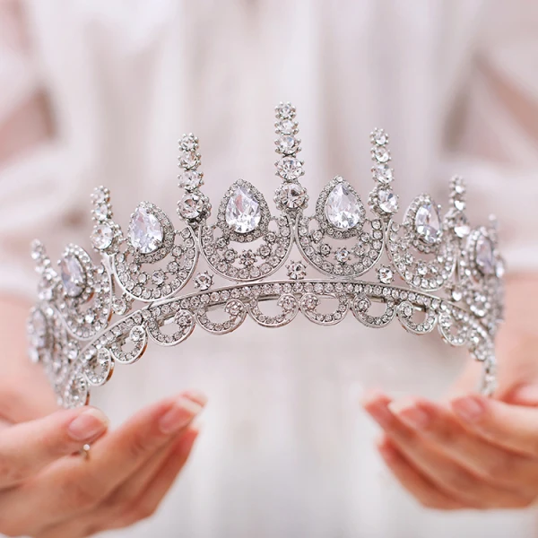 Luxury / Gorgeous Silver Tiara Necklace Earrings 2019 Metal Rhinestone Bridal Jewelry Accessories
