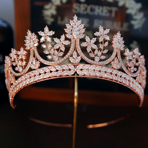 Luxury / Gorgeous Gold Rhinestone Tiara Accessories 2019 Metal Bridal Hair Accessories