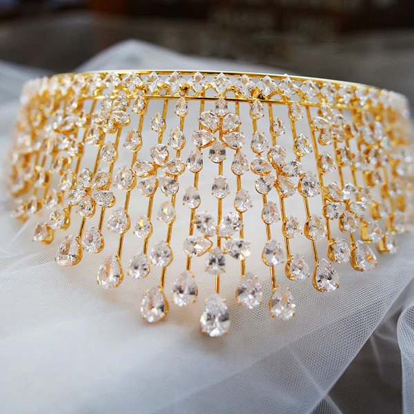 Klassisk Gull Tiara 2019 Metall Rhinestone Har Tilbehor