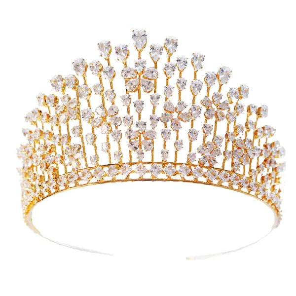 Klassisk Gull Tiara 2019 Metall Rhinestone Har Tilbehor