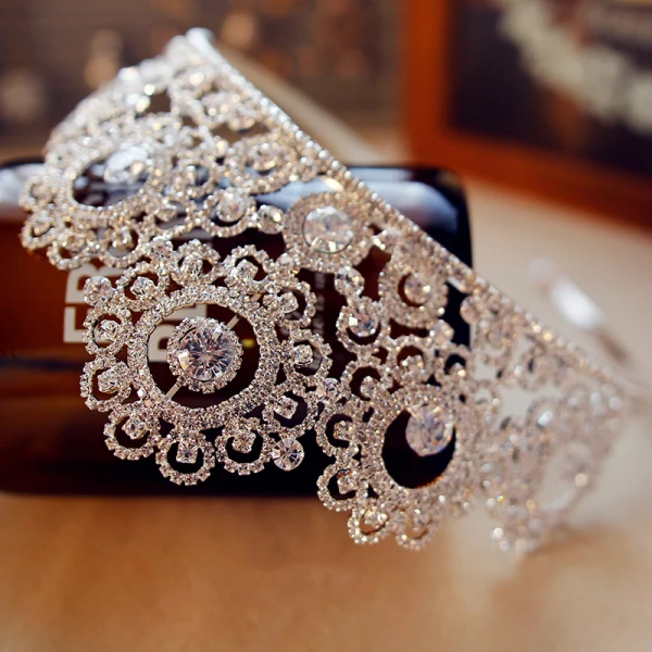 Snygga / Fina Silver Tiara 2019 Metall Rhinestone Brud Huvudbonad