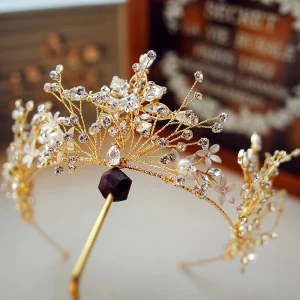 Schlicht Gold Diadem Brautaccessoires 2019 Metall Strass Haarschmuck Braut