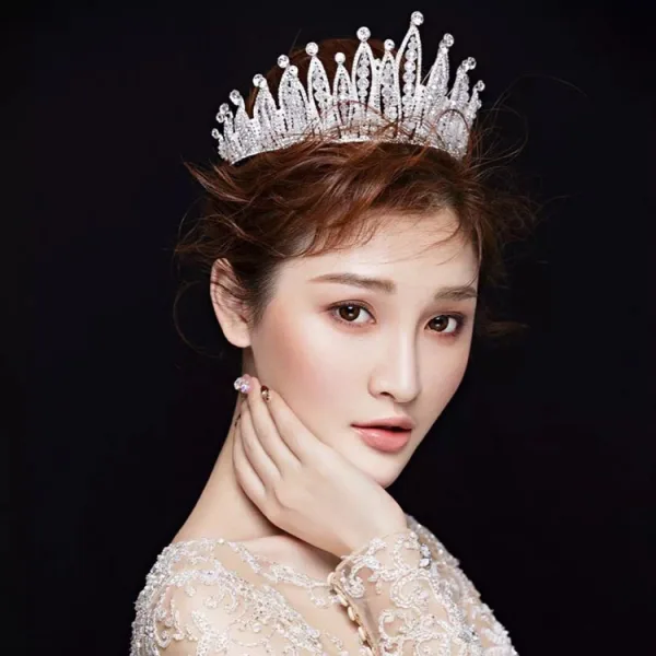 Luxe Argenté Tiare Un Collier Boucles D'Oreilles Accessorize 2019 Métal Faux Diamant Perlage Cristal Perle Bijoux Mariage