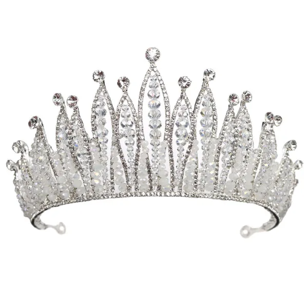 Luxe Argenté Tiare Un Collier Boucles D'Oreilles Accessorize 2019 Métal Faux Diamant Perlage Cristal Perle Bijoux Mariage