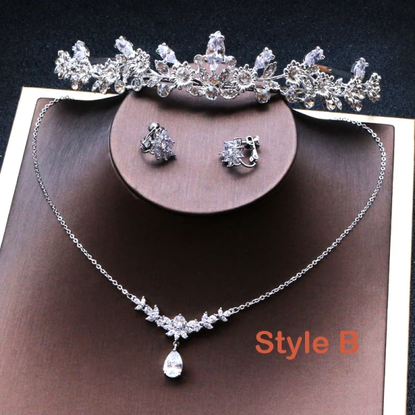 Modest / Simple Silver Bridal Jewelry 2019 Metal Tiara Earrings Headpieces Rhinestone Accessories