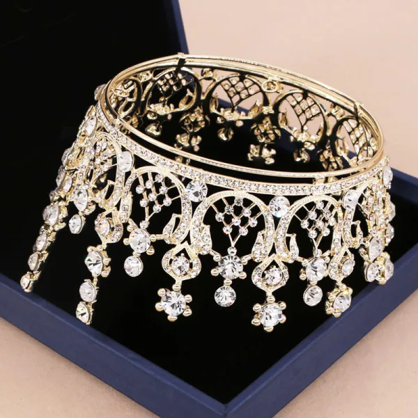 Vintage Gull Tiara Tilbehør 2019 Metall Rhinestone Har Tilbehor