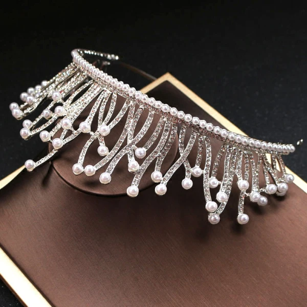 Stunning Silver Bridal Jewelry 2019 Metal Pearl Rhinestone Tiara Earrings Necklace Accessories