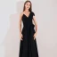 Schlicht Schwarz Abendkleider 2019 A Linie One-Shoulder Ärmel Lange Rüschen Rückenfreies Festliche Kleider