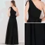 Schlicht Schwarz Abendkleider 2019 A Linie One-Shoulder Ärmel Lange Rüschen Rückenfreies Festliche Kleider