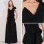 Schlicht Schwarz Abendkleider 2019 A Linie One-Shoulder Ärmel Lange Rüschen Rückenfreies Festliche Kleider