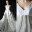 Modern / Fashion Ivory Wedding Dresses 2018 A-Line / Princess V-Neck Sleeveless Backless Ruffle Court Train