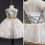 Best Champagne Flower Girl Dresses 2019 A-Line / Princess V-Neck Sleeveless Sash Appliques Lace Beading Knee-Length Ruffle Backless Wedding Party Dresses