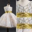 Best Champagne Flower Girl Dresses 2019 A-Line / Princess V-Neck Sleeveless Sash Appliques Lace Beading Knee-Length Ruffle Backless Wedding Party Dresses