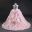 Fabulous Candy Pink Flower Girl Dresses 2019 Ball Gown Scoop Neck Sleeveless Feather Appliques Lace Flower Pearl Court Train Pleated Wedding Party Dresses