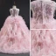 Fabulous Candy Pink Flower Girl Dresses 2019 Ball Gown Scoop Neck Sleeveless Feather Appliques Lace Flower Pearl Court Train Pleated Wedding Party Dresses
