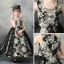 Chic / Beautiful Black Flower Girl Dresses 2019 A-Line / Princess Scoop Neck Sleeveless Embroidered Flower Ankle Length Ruffle Wedding Party Dresses
