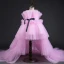High Low Candy Pink Flower Girl Dresses 2019 A-Line / Princess Square Neckline Sleeveless Sash Cascading Ruffles Wedding Party Dresses