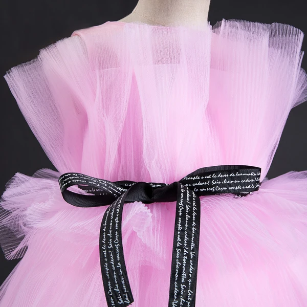 High Low Candy Pink Flower Girl Dresses 2019 A-Line / Princess Square Neckline Sleeveless Sash Cascading Ruffles Wedding Party Dresses