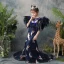 Stunning Navy Blue Flower Girl Dresses 2019 Trumpet / Mermaid Scoop Neck Sleeveless Feather Beading Embroidered Sweep Train Wedding Party Dresses