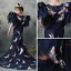 Stunning Navy Blue Flower Girl Dresses 2019 Trumpet / Mermaid Scoop Neck Sleeveless Feather Beading Embroidered Sweep Train Wedding Party Dresses