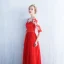 Moderne / Mode Rouge Transparentes Robe De Soirée 2018 Princesse Encolure Dégagée 1/2 Manches Appliques En Dentelle Perlage Paillettes Ceinture Longue Volants Dos Nu Robe De Ceremonie