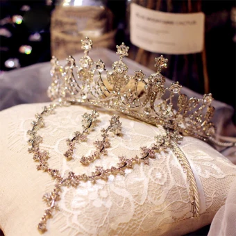 Chic Beautiful Silver Bridal Jewelry 2019 Metal Rhinestone Tiara Necklace Earrings Accessories