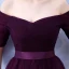 Affordable Grape Bridesmaid Dresses 2019 A-Line / Princess Off-The-Shoulder 1/2 Sleeves Sash Floor-Length / Long Ruffle Backless Wedding Party Dresses