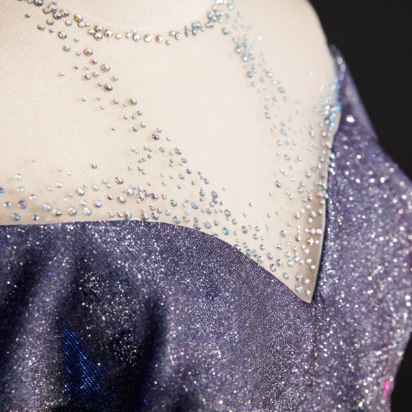 Bling Bling Violet Transparentes Robe De Soirée 2019 Trompette / Sirène Encolure Dégagée Sans Manches Faux Diamant Glitter Polyester Longue Volants Dos Nu Robe De Ceremonie