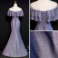 Bling Bling Violet Transparentes Robe De Soirée 2019 Trompette / Sirène Encolure Dégagée Sans Manches Faux Diamant Glitter Polyester Longue Volants Dos Nu Robe De Ceremonie