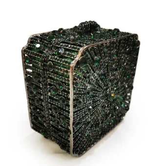 Amazing Unique Dark Green Sequins Rhinestone Evening Party Metal Clutch Bags 2022