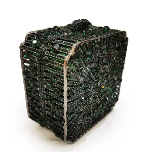 Unique Dunkelgrün Pailletten Strass Abend Metall Clutch Tasche 2022