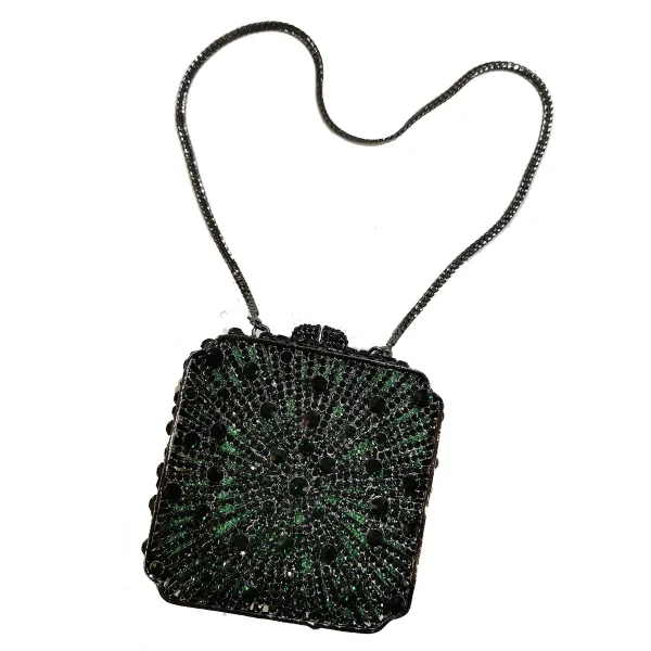 Unique Vert Foncé Paillettes Faux Diamant Soirée Métal Pochette 2022