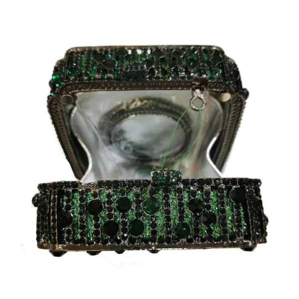 Unique Vert Foncé Paillettes Faux Diamant Soirée Métal Pochette 2022