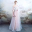 Elegant Sky Blue Pearl Pink Evening Dresses  2018 A-Line / Princess Spaghetti Straps Short Sleeve Appliques Lace Pearl Rhinestone Floor-Length / Long Ruffle Backless Formal Dresses