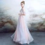 Elegant Sky Blue Pearl Pink Evening Dresses  2018 A-Line / Princess Spaghetti Straps Short Sleeve Appliques Lace Pearl Rhinestone Floor-Length / Long Ruffle Backless Formal Dresses