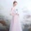 Elegant Sky Blue Pearl Pink Evening Dresses  2018 A-Line / Princess Spaghetti Straps Short Sleeve Appliques Lace Pearl Rhinestone Floor-Length / Long Ruffle Backless Formal Dresses