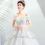 Discount Ivory Wedding Dresses 2019 A-Line / Princess Off-The-Shoulder Short Sleeve Backless Appliques Lace Beading Floor-Length / Long Ruffle