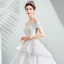 Discount Ivory Wedding Dresses 2019 A-Line / Princess Off-The-Shoulder Short Sleeve Backless Appliques Lace Beading Floor-Length / Long Ruffle