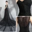 Moderne / Mode Noire Transparentes Été Robe De Soirée 2019 Princesse Encolure Dégagée Sans Manches Appliques En Dentelle Perle Watteau Train Volants Robe De Ceremonie