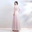 Elegant Pearl Pink Evening Dresses  2019 A-Line / Princess V-Neck Short Sleeve Appliques Lace Beading Sequins Floor-Length / Long Ruffle Backless Formal Dresses