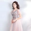 Elegant Pearl Pink Evening Dresses  2019 A-Line / Princess V-Neck Short Sleeve Appliques Lace Beading Sequins Floor-Length / Long Ruffle Backless Formal Dresses