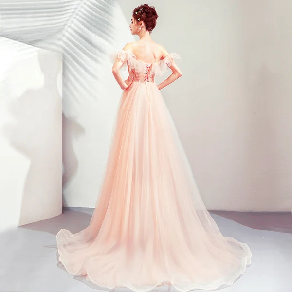 Elegant Princess Off The Shoulder Lace Pearl Deocr Mini Dress main image 0