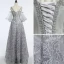 Unique Gris Transparentes Robe De Soirée 2018 Princesse Encolure Dégagée Bustier 1/2 Manches Paillettes Perlage Longue Volants Dos Nu Robe De Ceremonie