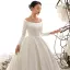 Vintage / Retro Ivory Satin Wedding Dresses 2019 Ball Gown Scoop Neck Short Sleeve Chapel Train Ruffle