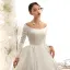 Vintage / Retro Ivory Satin Wedding Dresses 2019 Ball Gown Scoop Neck Short Sleeve Chapel Train Ruffle