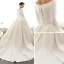 Vintage / Retro Ivory Satin Wedding Dresses 2019 Ball Gown Scoop Neck Short Sleeve Chapel Train Ruffle